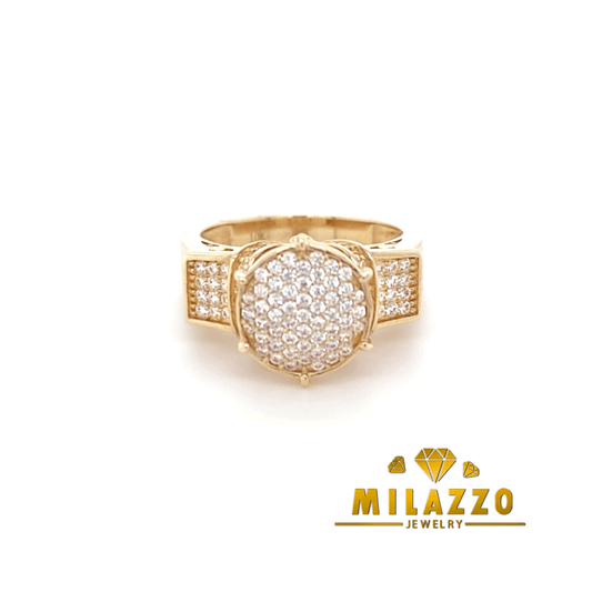 10K Circle Stone Yellow Ring