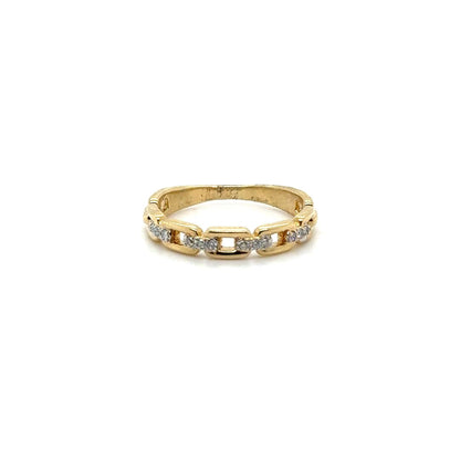 14K Gold Chain Link Band with Diamonds 0.10 CT