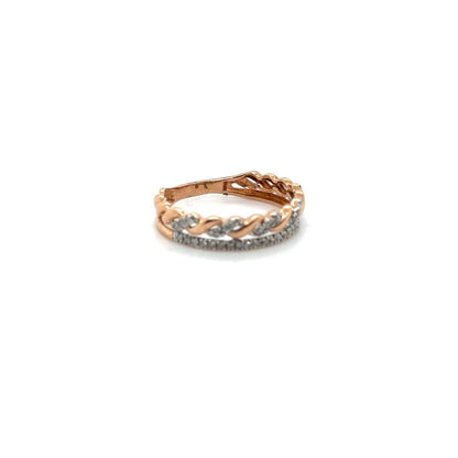 10K Rose Gold and Diamond Twist Rope Ring 0.20 CT