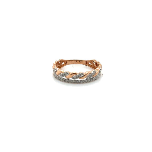 10K Rose Gold and Diamond Twist Rope Ring 0.20 CT