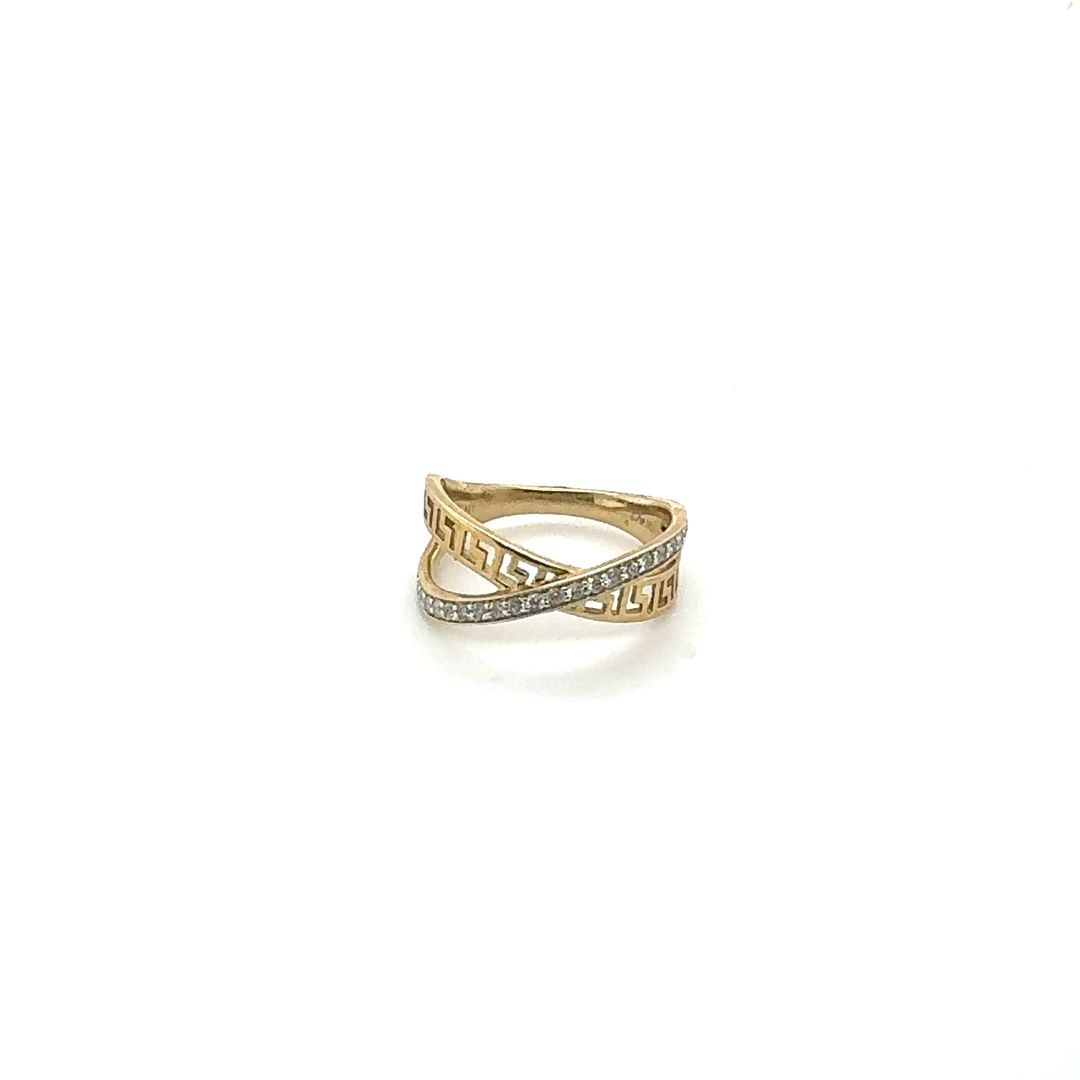 10K Yellow Gold Crossover Ring 0.25 CT