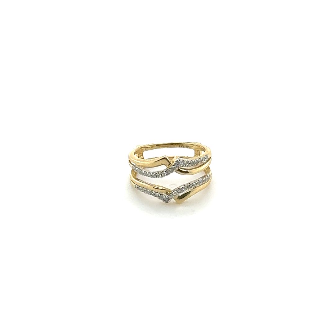 14K Yellow Gold Pavé Diamond Ring 0.25CT