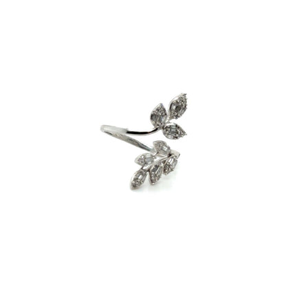 10K Nature-Inspired Open Leaf Wrap Ring 0.50 CT