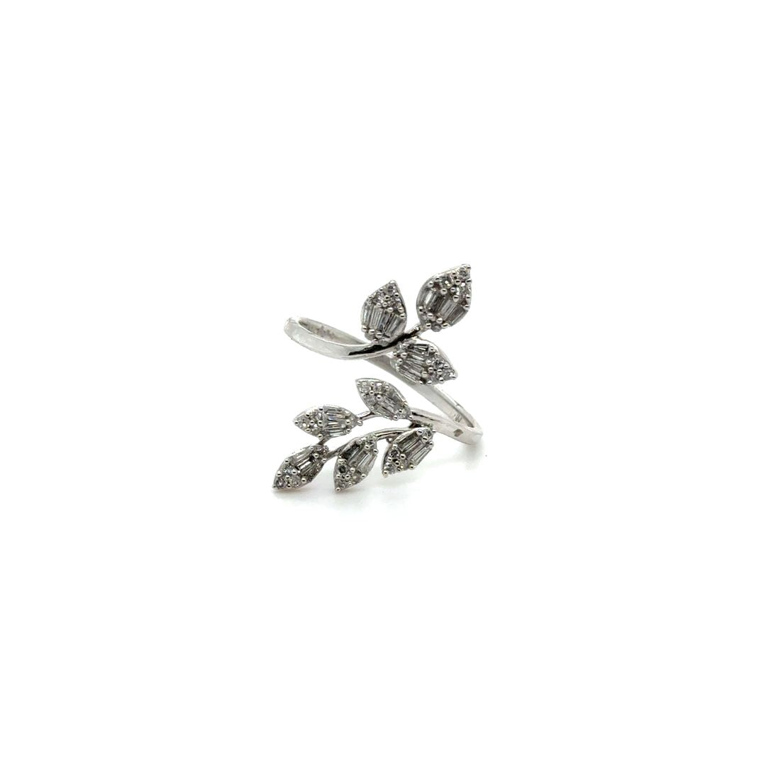 10K Nature-Inspired Open Leaf Wrap Ring 0.50 CT