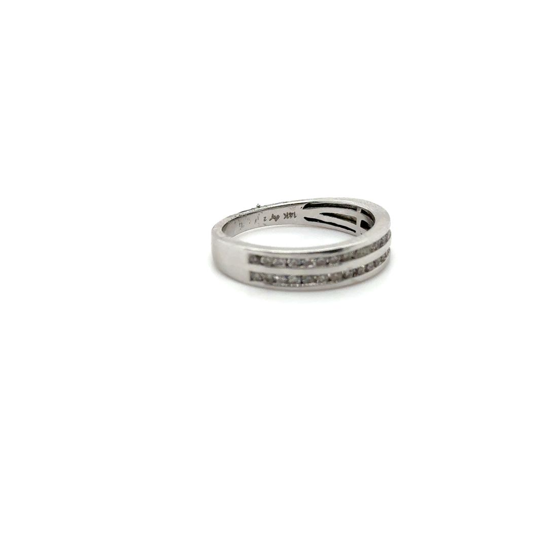 14K Double Channel-Set Diamond Band in White Gold 0.25