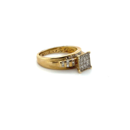 10K Modern Square Diamond Yellow Gold Ring 0.50 CT