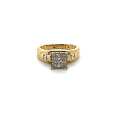 10K Modern Square Diamond Yellow Gold Ring 0.50 CT