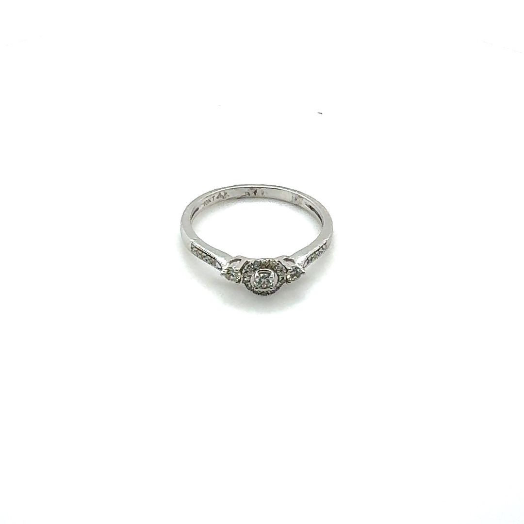 10K Minimalist Halo Diamond Ring in White Gold 0.25 CT