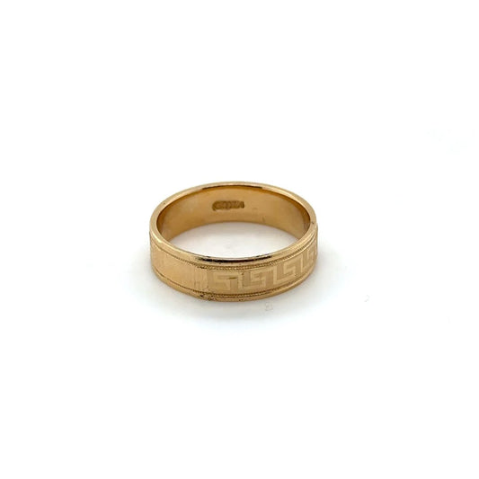 14K Weeding Gold Greek Key Pattern Band