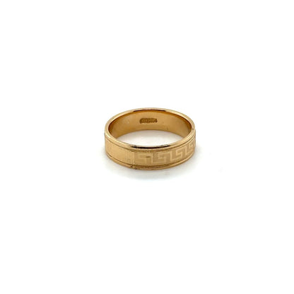 14K Weeding Gold Greek Key Pattern Band