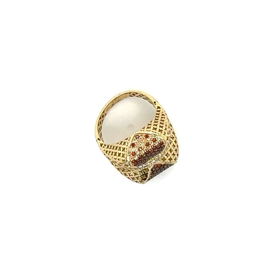 14K Garnet Heart Filigree Gold Ring