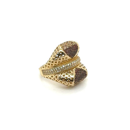 14K Garnet Heart Filigree Gold Ring