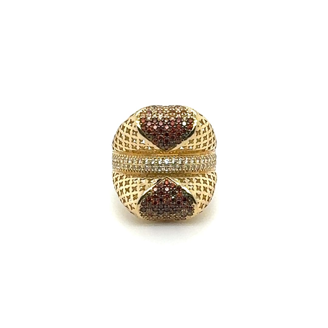 14K Garnet Heart Filigree Gold Ring