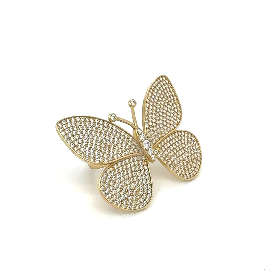 14K Pavé Butterfly Gold Ring