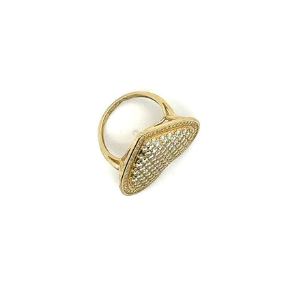 14K Heart-Shaped Pavé Diamond Gold Ring