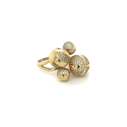 14K Clustered Spheres Gold Ring