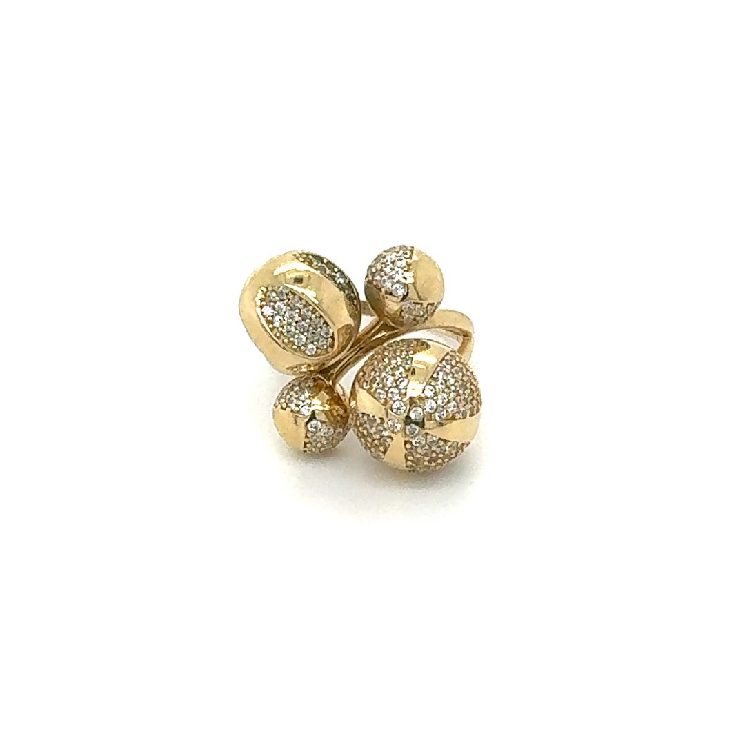 14K Clustered Spheres Gold Ring