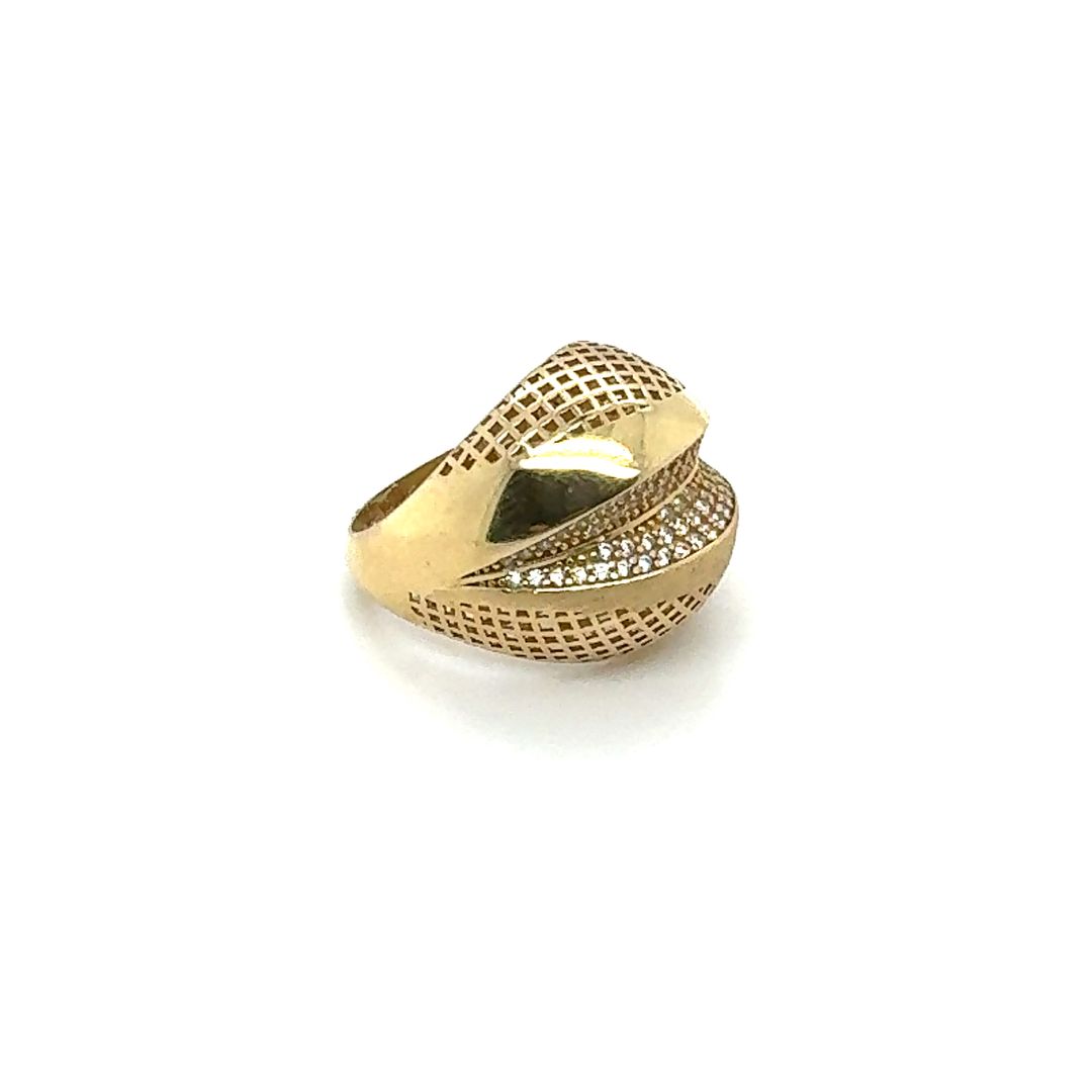 14K Lattice Gold Sculptural Ring