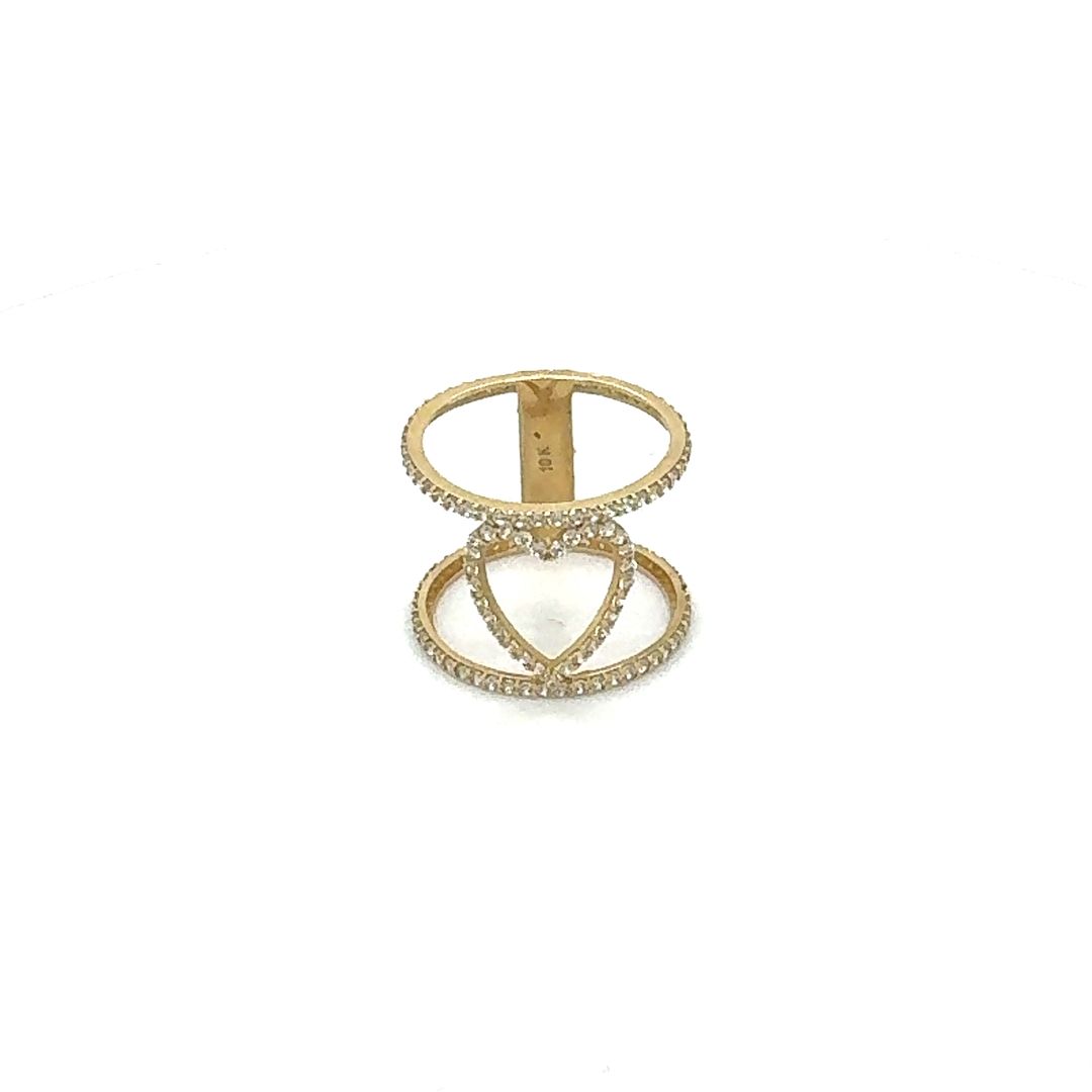 10K Romantic Pavé Diamond Heart Ring