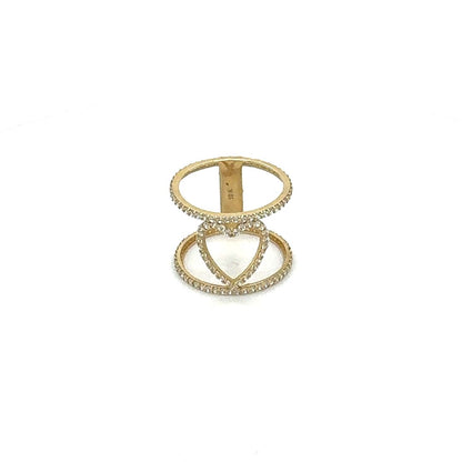 10K Romantic Pavé Diamond Heart Ring