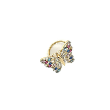 14K Colorful Gemstone Butterfly Ring