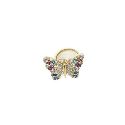 14K Colorful Gemstone Butterfly Ring