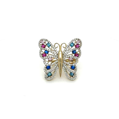 14K Colorful Gemstone Butterfly Ring