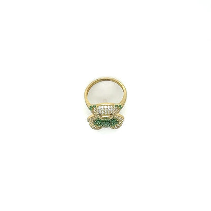 10K Teddy Bear Green Stones Ring