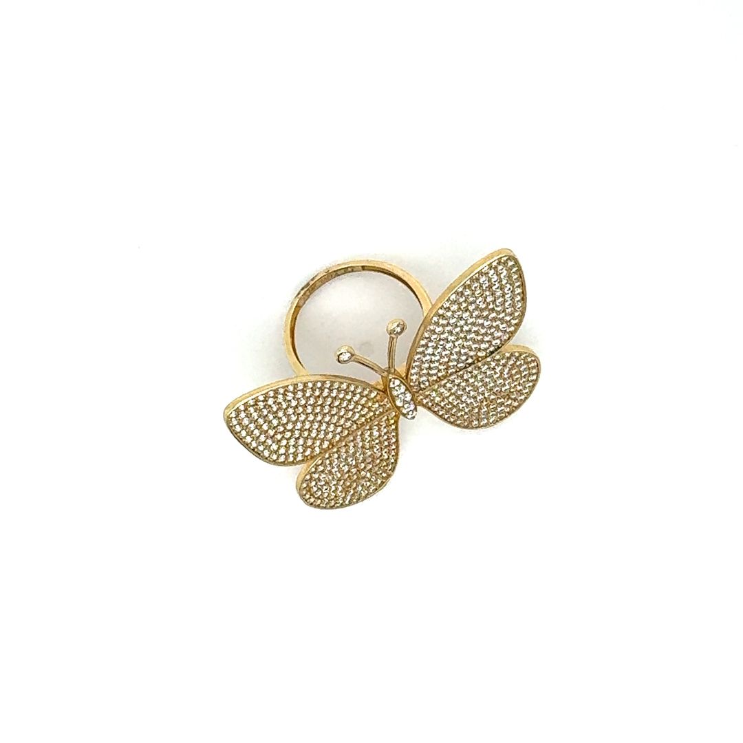 14K Diamond Pavé Butterfly Ring