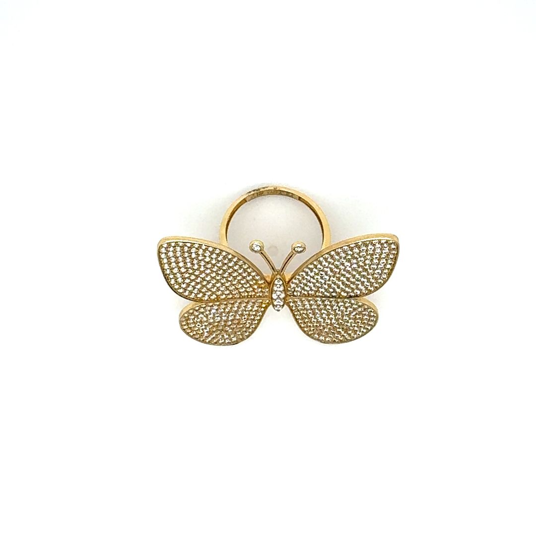 14K Diamond Pavé Butterfly Ring