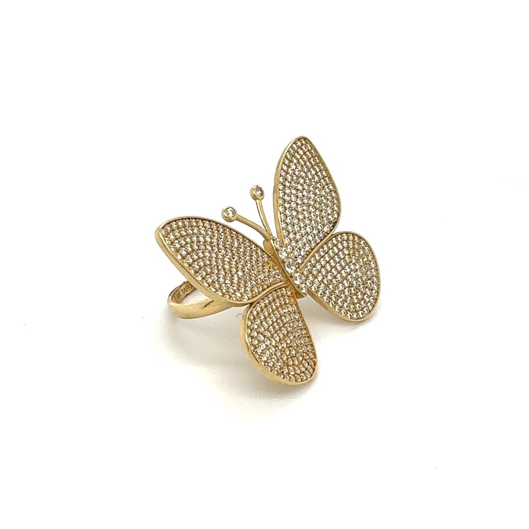 14K Diamond Pavé Butterfly Ring