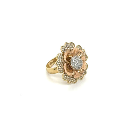 10K Rose Gold Diamond Flower Ring