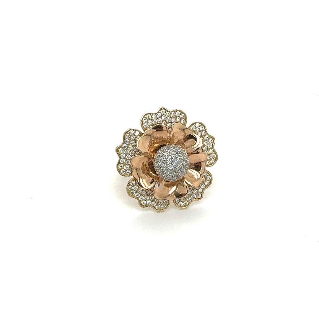 10K Rose Gold Diamond Flower Ring