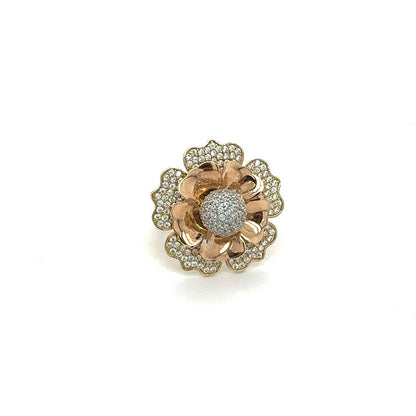 10K Rose Gold Diamond Flower Ring