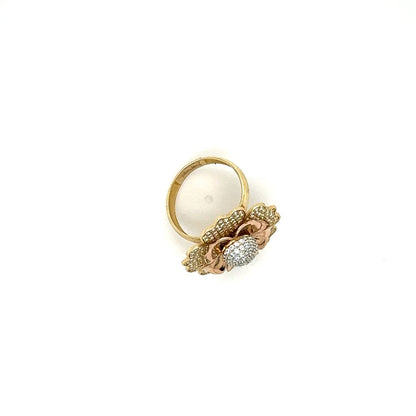 10K Rose Gold Diamond Flower Ring