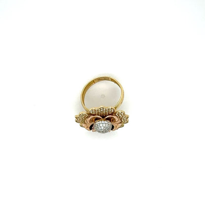 10K Rose Gold Diamond Flower Ring