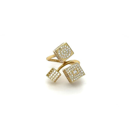 14K Geometric Gold Cube Ring