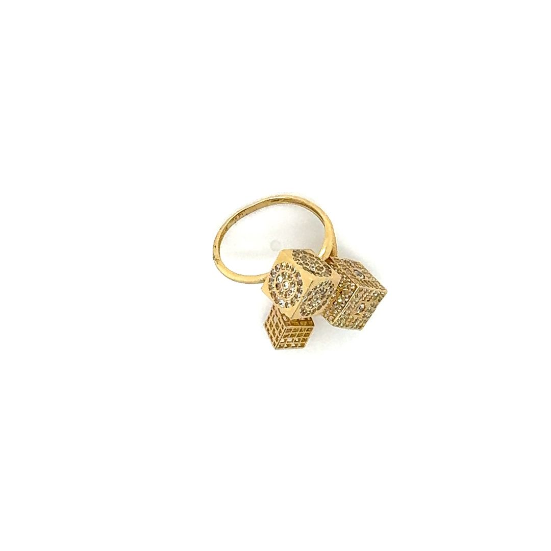 14K Geometric Gold Cube Ring