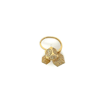 14K Geometric Gold Cube Ring