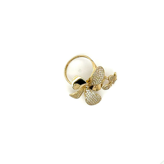 10K Pavé Floral Gold Ring