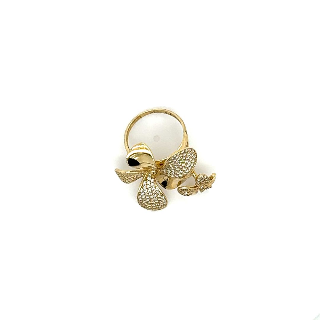 10K Pavé Floral Gold Ring