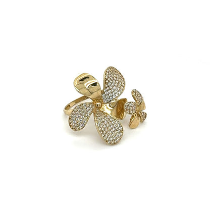 10K Pavé Floral Gold Ring