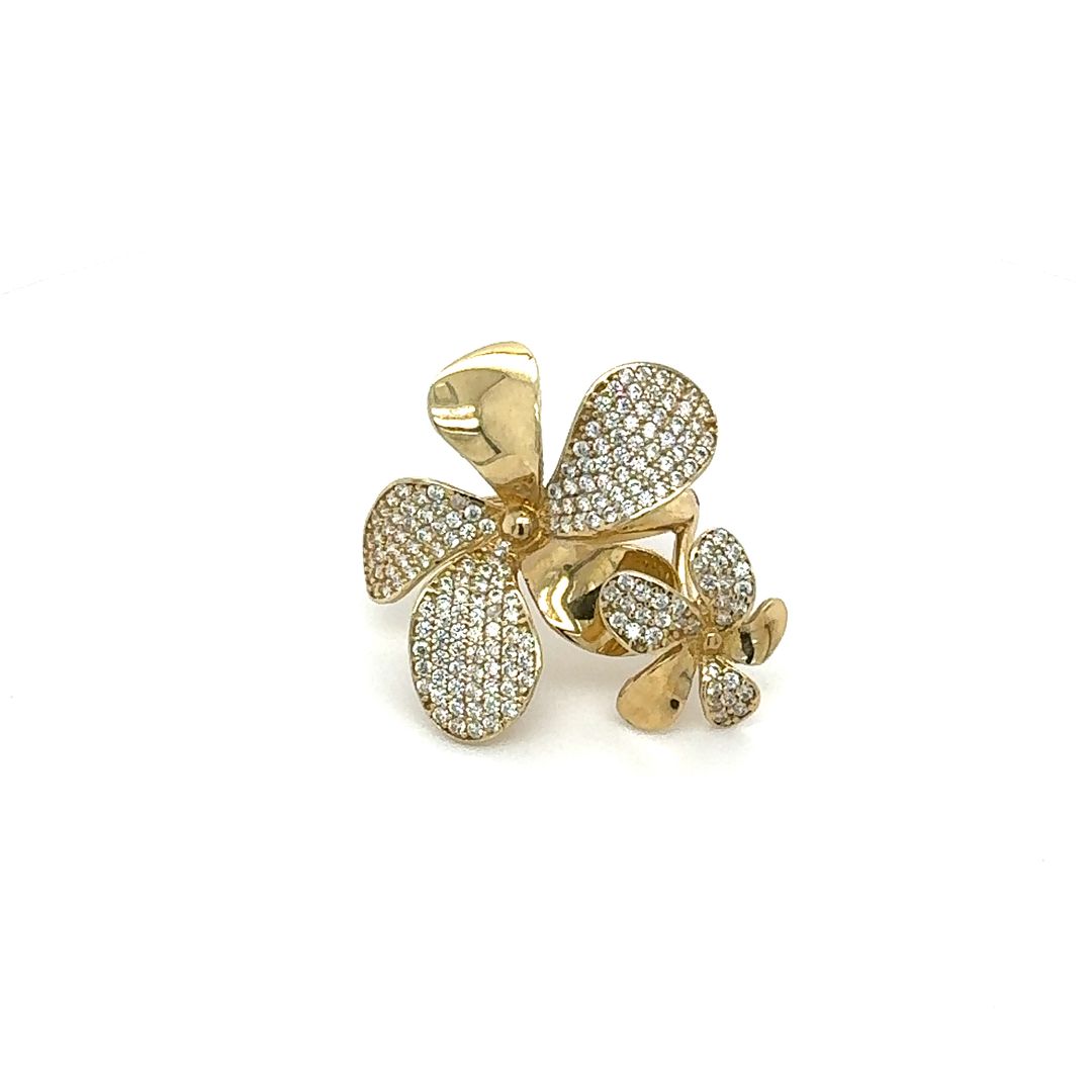 10K Pavé Floral Gold Ring