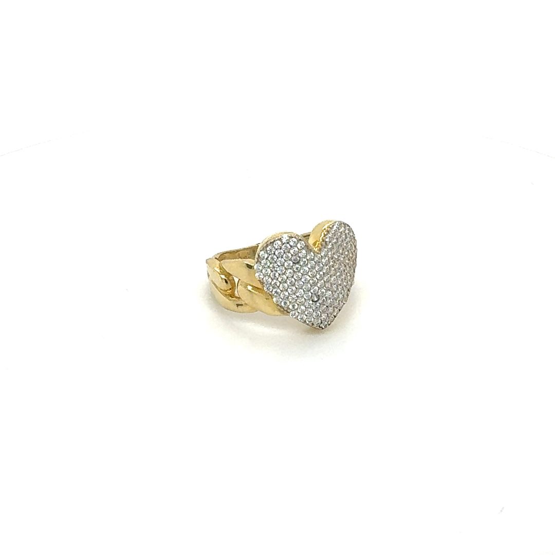 14K Pavé Heart Gold Ring