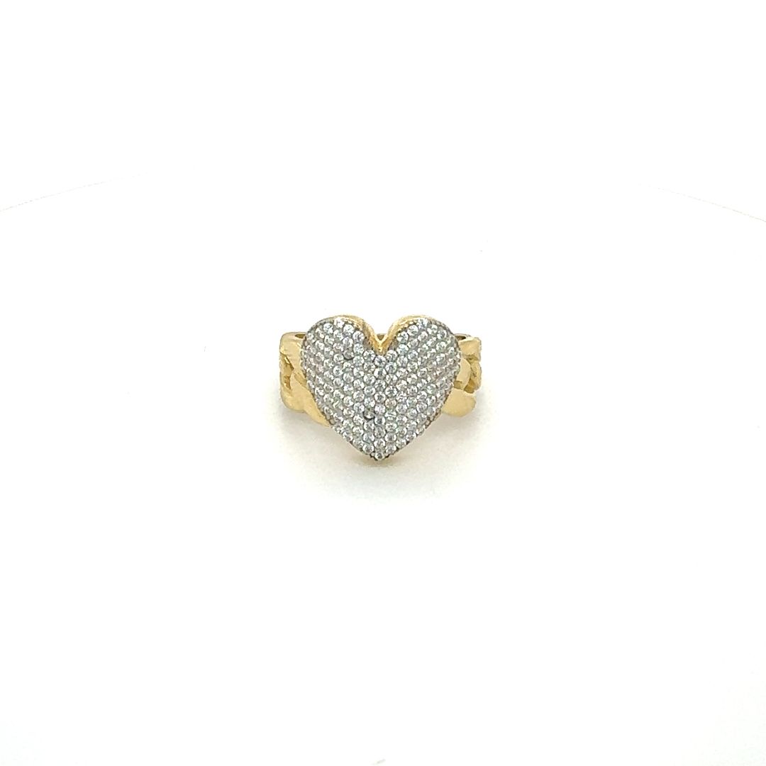 14K Pavé Heart Gold Ring