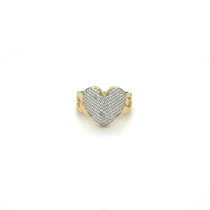 14K Pavé Heart Gold Ring