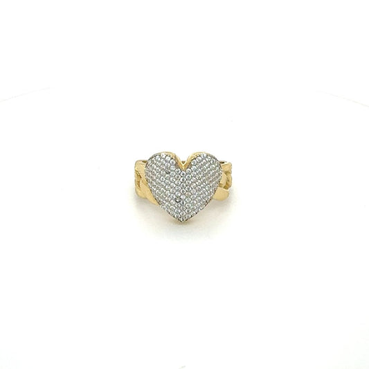 14K Pavé Heart Gold Ring