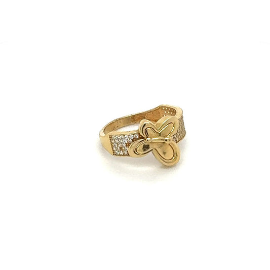 14K Gold Butterfly Pavé Ring