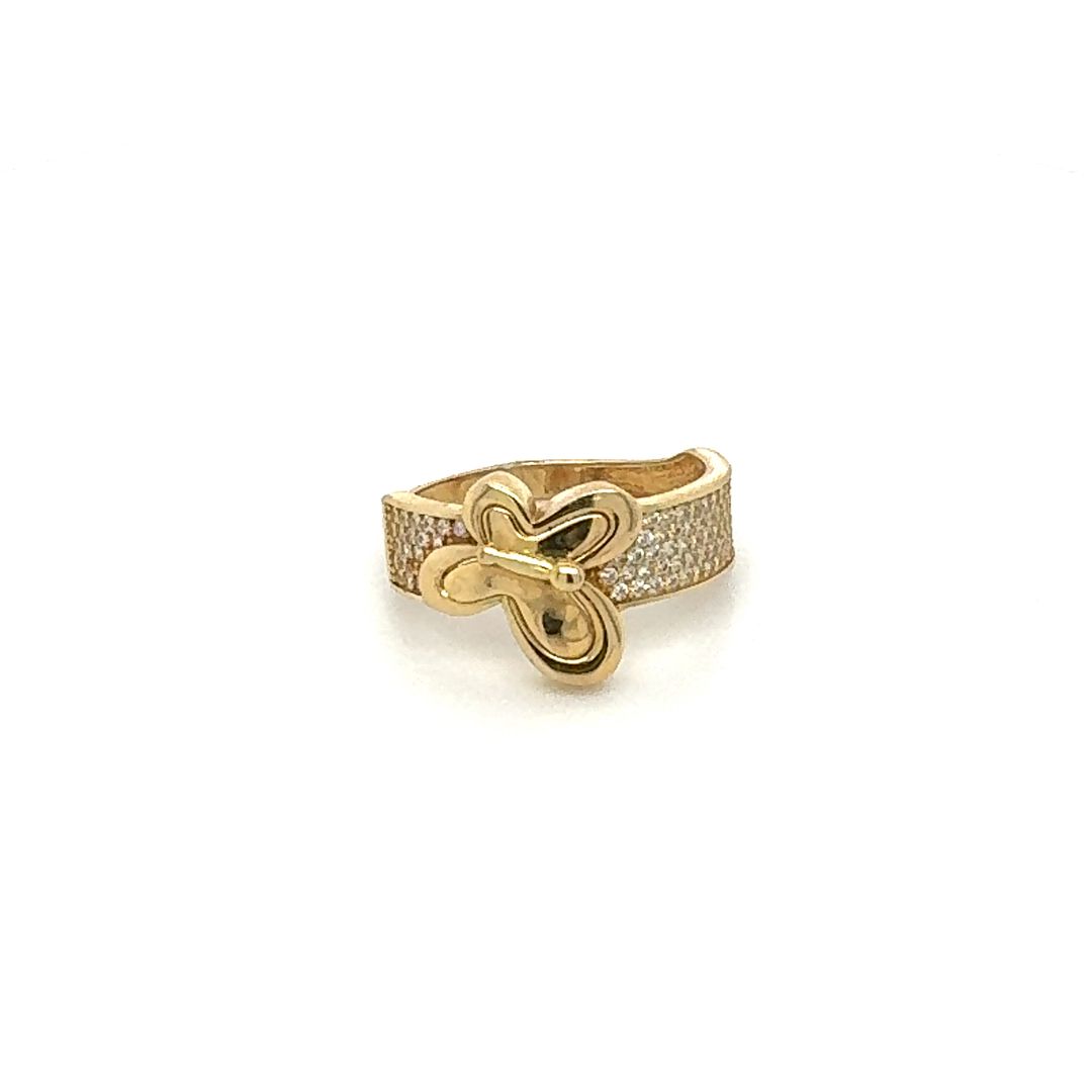 14K Gold Butterfly Pavé Ring