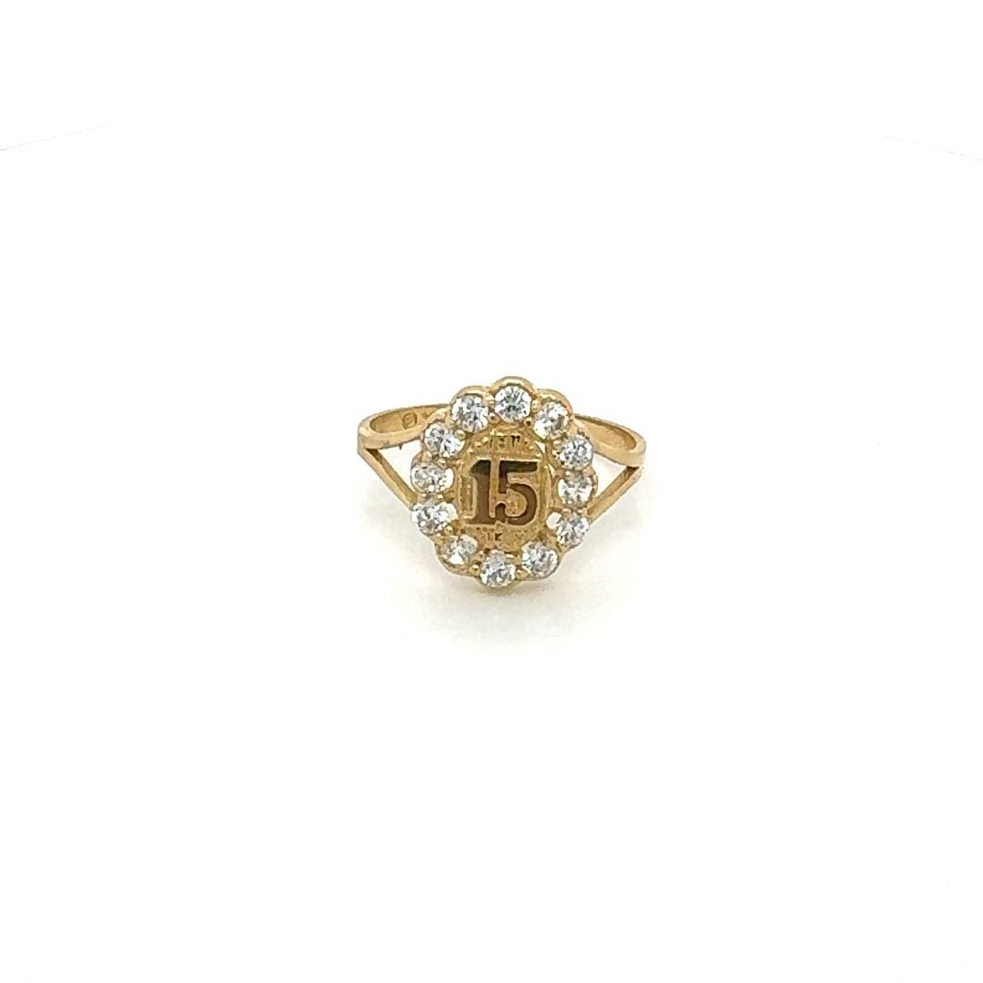 14K Quinceañera 15th Birthday Gold Ring